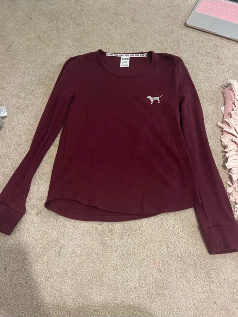 PINK Victoria's Secret Deep Wine Long-Sleeve Thermal Top